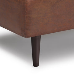 Shay 34 inch Wide Mid-Century Small Coffee Table Storage Ottoman in Distressed Saddle Brown Vegan Leather