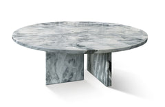 Blue gray natural marble coffee table, small table, living room table, natural stone, Ø27.6 h12.6 Inch/Ø70 h32 cm, genuine marble, real marble