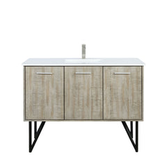 Rustic Acacia Bath Vanity 48 in. W x 20 in. D, White Quartz Top and Brushed Nickel Faucet Set