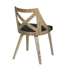 Charlotte Farmhouse Chair in White Washed Wood and Charcoal Fabric by LumiSource - Set of 2