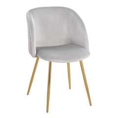 Fran Pleated Waves Contemporary Chair in Gold Metal and Pleated Silver Velvet Waves by LumiSource - Set of 2