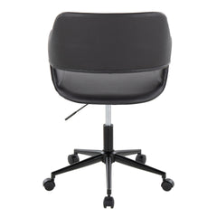 Margarite Contemporary Task Chair in Black Metal and Black Faux Leather by LumiSource