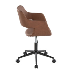 Margarite Contemporary Task Chair in Black Metal and Brown Faux Leather by LumiSource