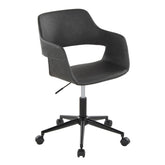 Margarite Contemporary Task Chair in Black Metal and Grey Faux Leather by LumiSource