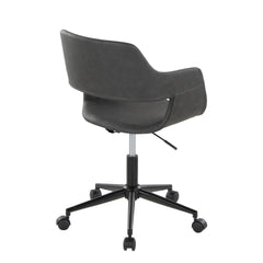 Margarite Contemporary Task Chair in Black Metal and Grey Faux Leather by LumiSource