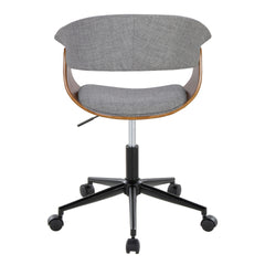 Vintage Mod Mid-Century Modern Office Chair in Black Metal, Walnut Wood and Light Grey Fabric by LumiSource