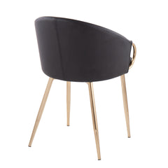 Claire Contemporary/Glam Chair in Gold Metal and Black Faux Leather by LumiSource - Set of 2