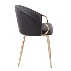 Claire Contemporary/Glam Chair in Gold Metal and Black Faux Leather by LumiSource - Set of 2