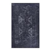 MAVAL Black Washable Rug 4x6 Area Rug (Black+Gray, 4' x 6')