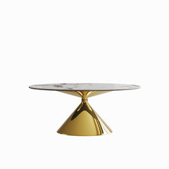 71" Modern Luxury Marble Dining Table Set for 4-6 People - Oval Kitchen Table with Gold Stainless Steel Base - Elegant Contemporary Dining Room Furniture-Only table