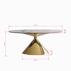 71" Modern Luxury Marble Dining Table Set for 4-6 People - Oval Kitchen Table with Gold Stainless Steel Base - Elegant Contemporary Dining Room Furniture-Only table