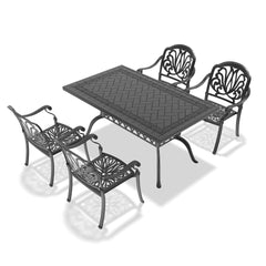 5-Piece Set Of Cast Aluminum Patio Furniture With Brown Cushions(same sku:W1710S00079)