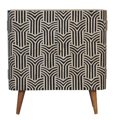 Solid Wood Edessa Bone Inlay Cabinet, 2-Shelves, Black and White