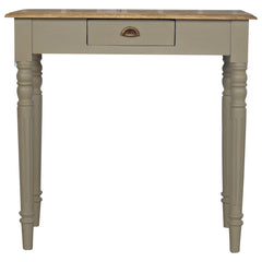Solid Wood Hand Painted Writing Desk, 1-Drawer, Grey and Brown