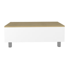 Gambia Lift Top Coffee Table, Four Legs -White / Light Oak