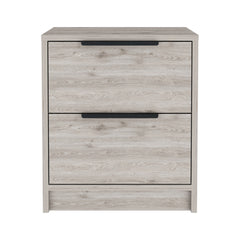 Kaia Nightstand , End Table, Side Table Two Drawers, Metal Handle -Light Gray
