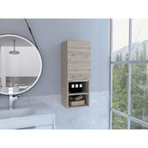 Mila Bathroom Cabinet, Two Interior Shelves, Two External Shelves, Single Door Cabinet -Light Gray