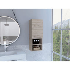 Mila Bathroom Cabinet, Two Interior Shelves, Two External Shelves, Single Door Cabinet -Light Gray