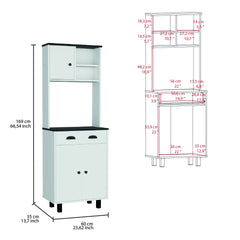 Salem Kitchen Pantry with 2 Cabinets, 2 Open Shelves, and Drawer