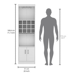Kevil 71-Inch Tall Bar Cabinet 5-Tier Modern Bar Cabinet with Glass Holder Stemware Rack, Wine Cabinet, Liquor Cabinet, 12 Bottle Cubbies, 5 Shelves, and Pull Out Tray