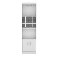 Kevil 71-Inch Tall Bar Cabinet 5-Tier Modern Bar Cabinet with Glass Holder Stemware Rack, Wine Cabinet, Liquor Cabinet, 12 Bottle Cubbies, 5 Shelves, and Pull Out Tray