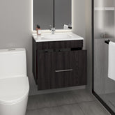 One door Batroom Vanity Hatta, Two Drawers and Open Shelf, Includes Hardware, Black