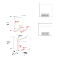 Blake Bathroom Mirror Cabinet with Two Interior Shelves, Wall-Mounted Storage Black
