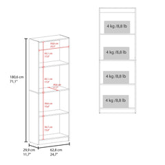 Home Bookcase With 4-Shelf Modern Display Unit For Books And Decor, Natural Oak