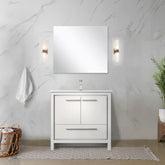 White Bath Vanity 36 in. W x 20 in. D, White Quartz Top and Brushed Nickel Faucet Set