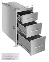 14"x20"x23" Three-layer Drawer cabinets for outdoor kitchens or courtyards