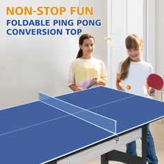 6*3ft Blue Mid-Size Ping Pong Conversion Top Foldable & Portable Table Tennis Table Top for Indoor Games