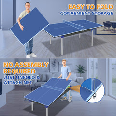 6*3ft Blue Mid-Size Ping Pong Conversion Top Foldable & Portable Table Tennis Table Top for Indoor Games