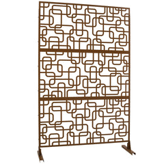 Outdoor & Indoor Privacy Screen Metal Privacy Screen 76" H×48" W, Freestanding Decorative Privacy Screen for Deck Balcony Patio, Privacy Fence Panels for Outside Lawn Garden PS114 BROWN