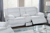 Manual Motion Loveseat Recliner Fur-Like Corduroy in Light Gray