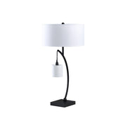 28.5" In Contemporary Dual Black Arc W/ Hanging Pendelum Lamp Metal Table Lamp