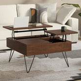 Hunter 32 inch Wide Solid Wood Lift Top Square Coffee Table in Walnut