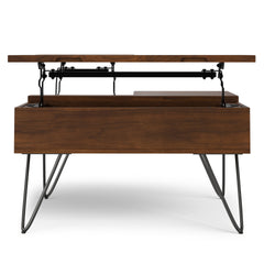 Hunter 32 inch Wide Solid Wood Lift Top Square Coffee Table in Walnut