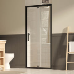 31-33" W ×72" H Pivot Shower Door, 1/4"(6mm) SGCC Clear Tempered Glass Shower Door with Explosion Film, Nano Easy-Clean Coating, Reversible Installation, Matte Black