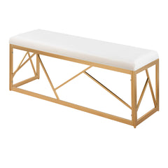Folia Glam Metal Bench in Gold Steel and White Velvet by LumiSource