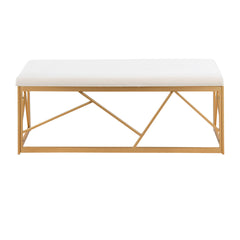 Folia Glam Metal Bench in Gold Steel and White Velvet by LumiSource