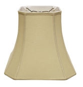 Cut Corner Square Bell Softback Lampshade with Washer Fitter, Tan Color Fabric Lampshade for Table Lamps, Natural Linen, 9" Top x 16" Bottom x 13" Height