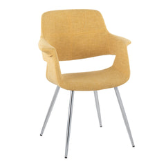 Vintage Flair Glam/Art Deco Chair in Chrome Metal and Yellow Fabric by LumiSource - Set of 2