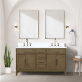 Grey Oak Double Bath Vanity 60 in. W x 22 in. D