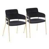 Napoli Contemporary Chair in Gold Metal and Black Velvet by LumiSource - Set of 2