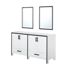 White Double Bath Vanity 60 in. W x 22 in. D, and 22 in. Mirrors