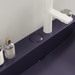 LOFI 24" Bathroom Vanity with Ceramic Basin, Freestanding Bathroom Console Sink Set, Glossy Purple Rectangular Ceramic Basin without Faucet, Open Metal Leg, Storage Shelves, White Color