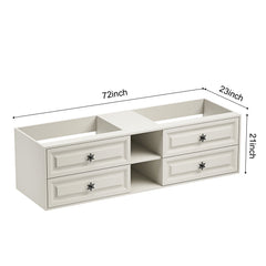 72" Wall Hung Bathroom Vanity Cabinet Fits Double Sinks, Cabinet Only (Countertop and Sinks Not Included)