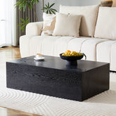 39.3*23.6*11.8 Inch Black Wood Grain MDF Coffee Table - Luxurious Design, Perfect Living Room Accent.Fashion texture design coffee table, suitable for various situations and scenes.W1151P347161