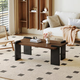 Walnut-colored MDF coffee table, suitable for modern minimalist living rooms and leisure areas, with product dimensions of 39.3*23.6*17.7inches.