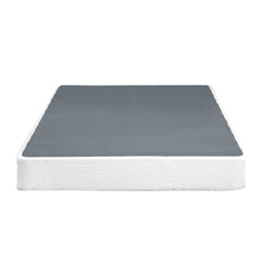 California King Mattress Foundation 1pc Black Metal Frame with Textured Fabric Cover